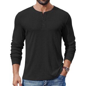 Mens Henley Shirts Long Sleeve Lightweight Buttons T-Shirts Casual Basic Pullove